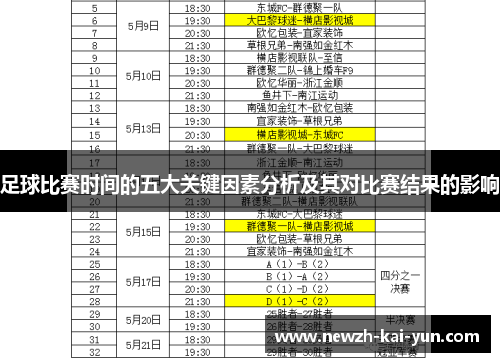 足球比赛时间的五大关键因素分析及其对比赛结果的影响